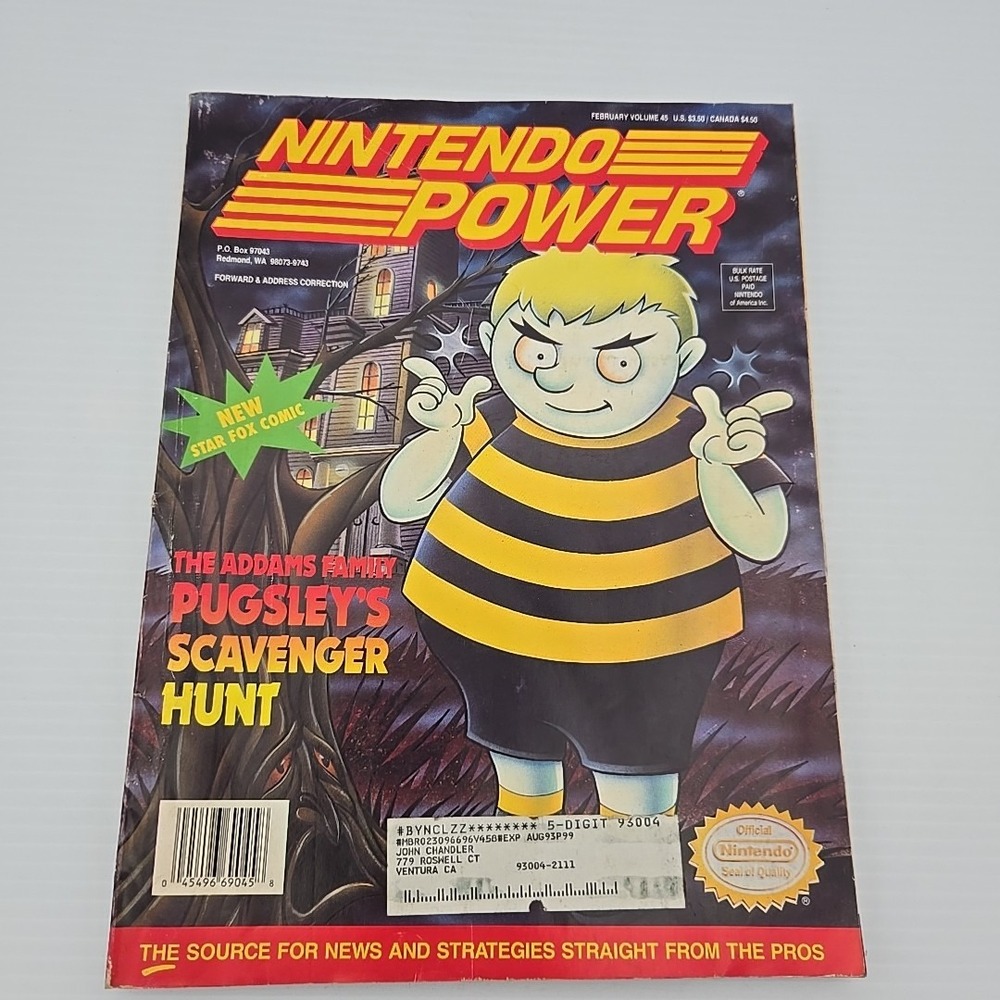 Nintendo Power Magazine Volume 45‎ February 1993  Addams Family